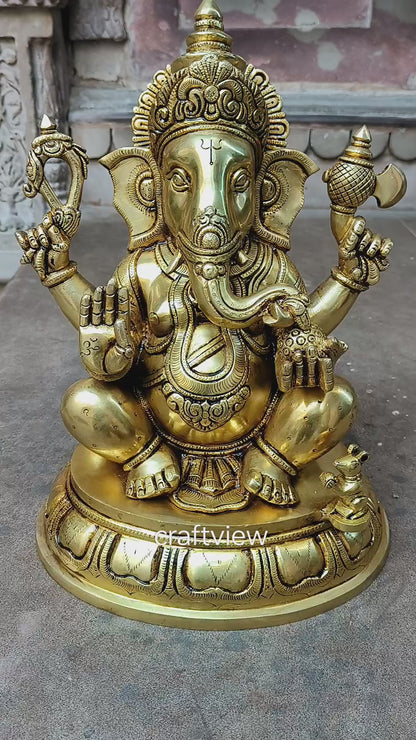 14" Brass Lord Ganesh Statue super fine