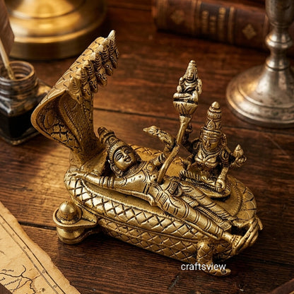 Brass Lord Vishnu Lakshmi Idol
