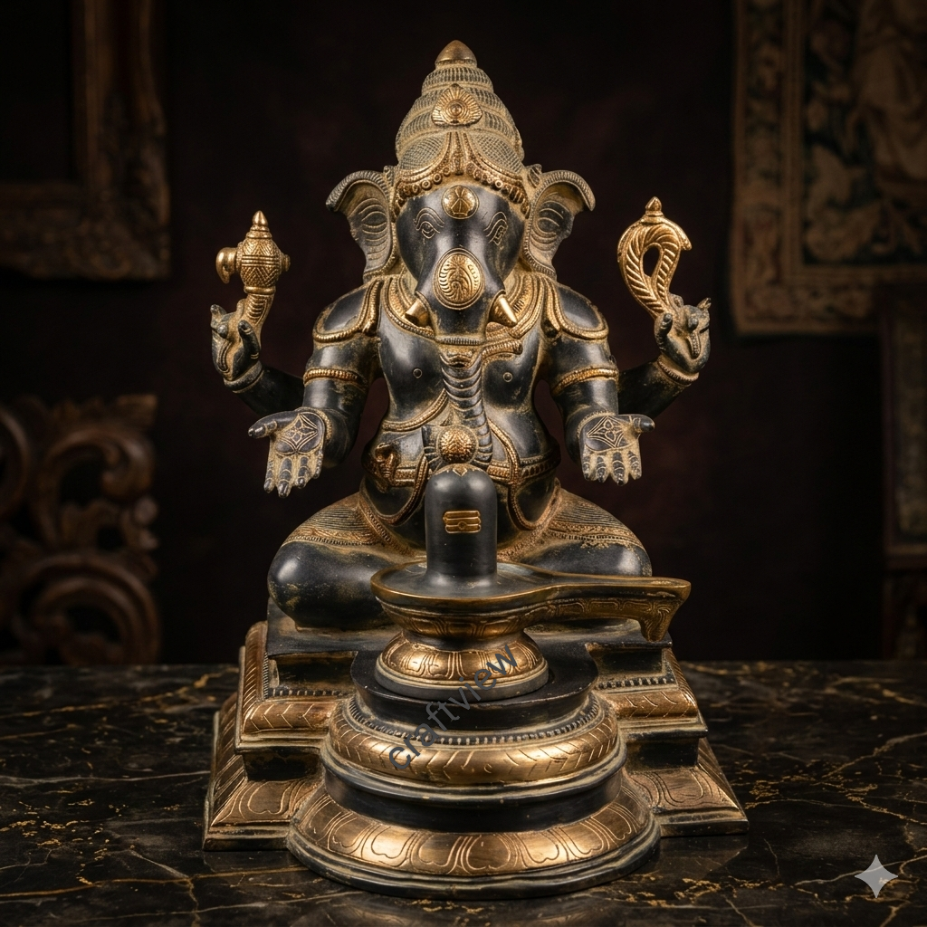 Brass Lingam Lord Ganesh Statue Superfine