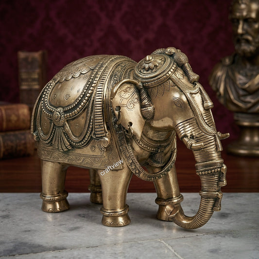 Elegant Brass Elephant Figurine 10"
