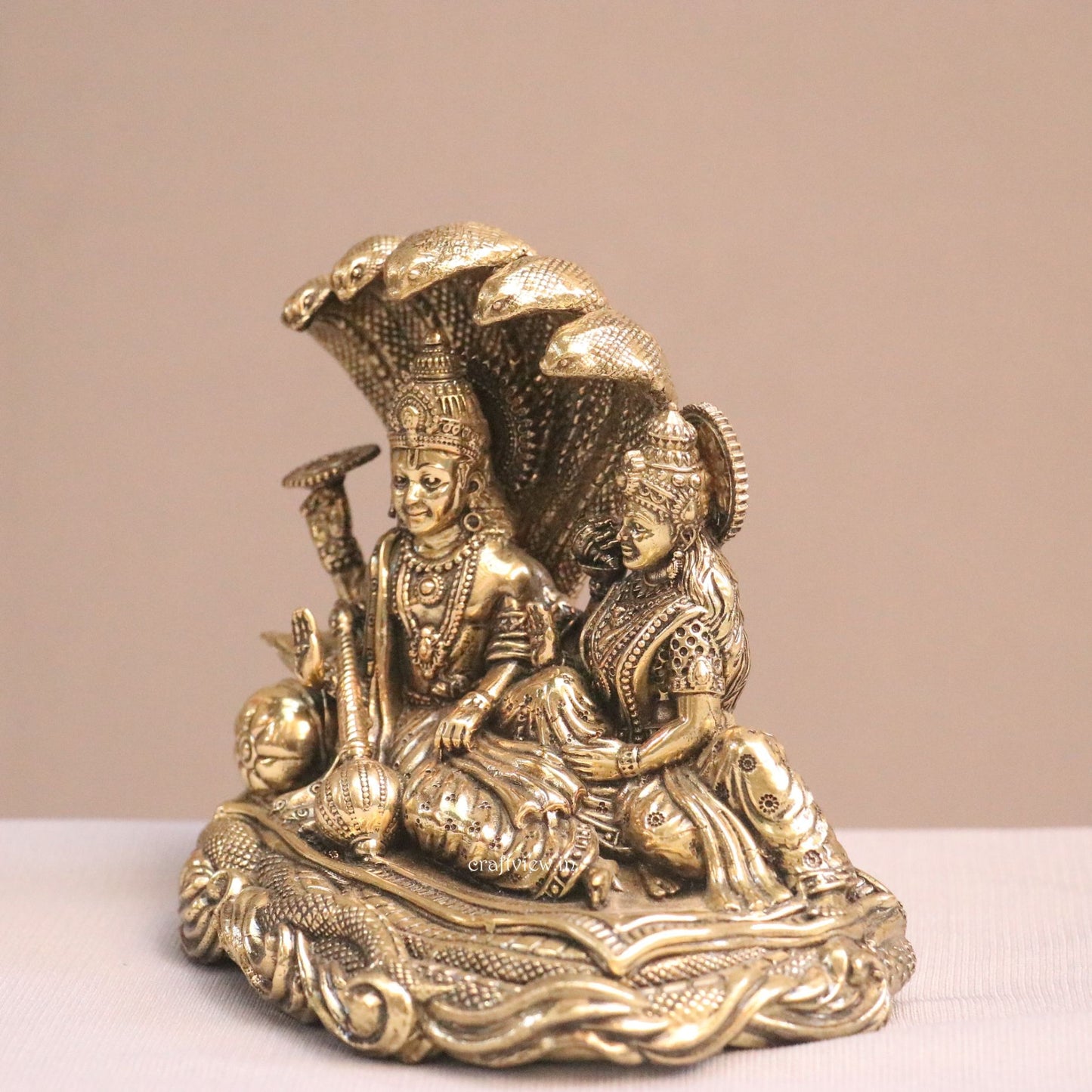 5" Superfine Small Brass Lakshmi Vishnu Idols