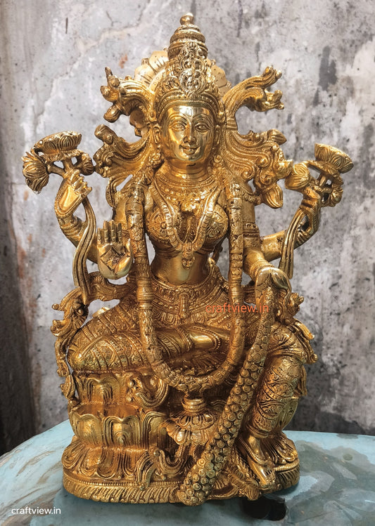 15" Brass Superfine Lakshmi Statue.