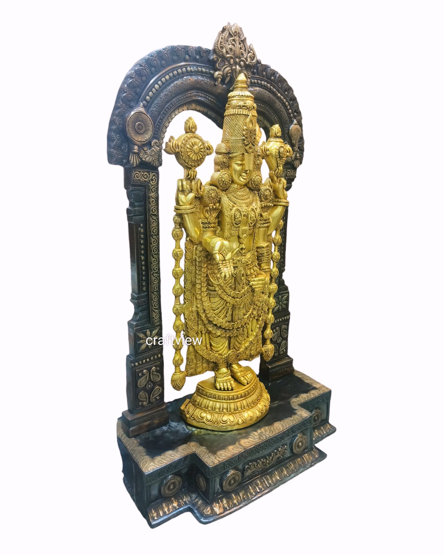 Brass superfine Large Venkateshwara Tirupati Balaji Statue with Prabhavali 62"