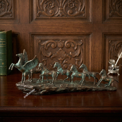 7 Galloping Horses | Brass Décor Sculpture