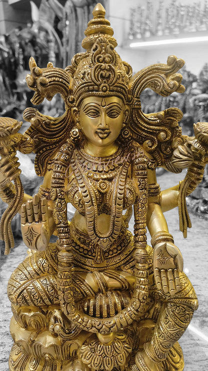 Brass Superfine Handmade Lakshmi Statue. 15"