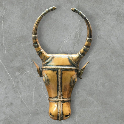 18" Brass Wall Hanging Bull Mask