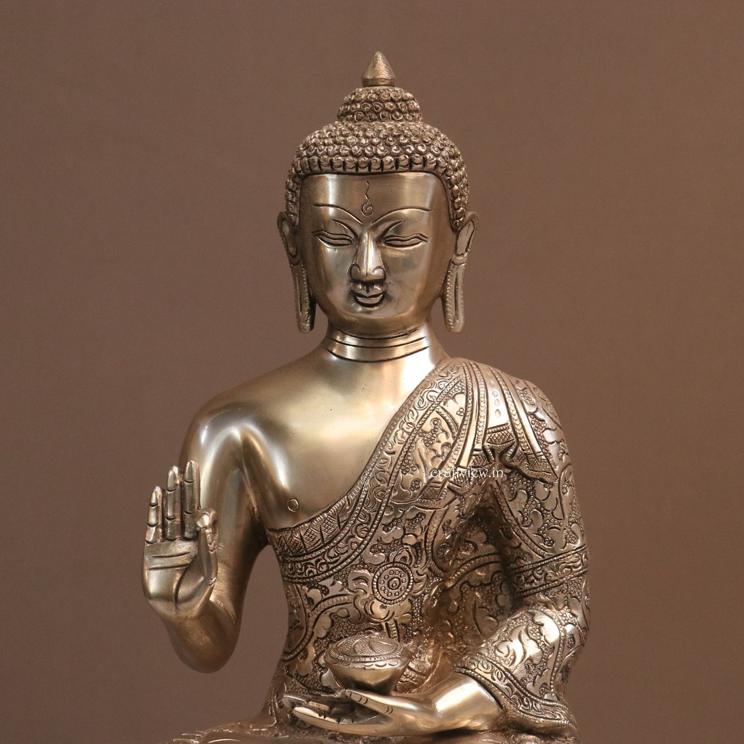 13" Brass Buddha Blessing Statue