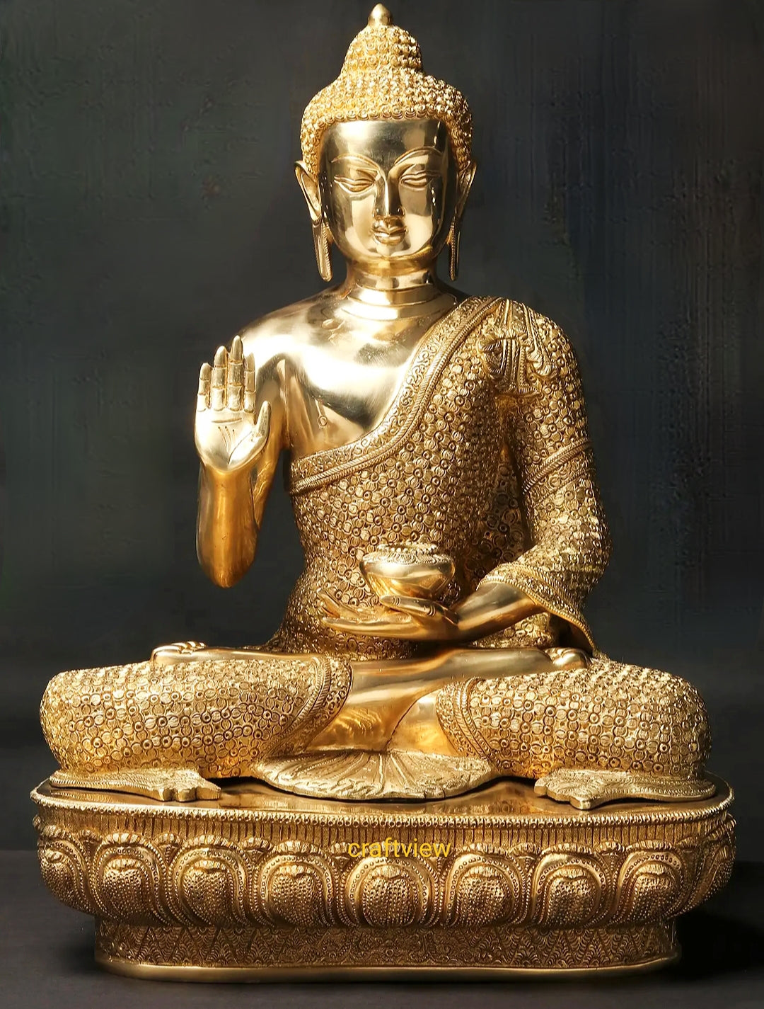 22"Brass Lord Buddha Blessing Statue  Superfine