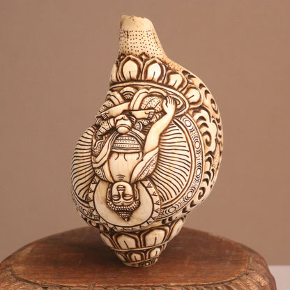 Pure Tibetan Natural Conch Hand Carved Buddha Statue