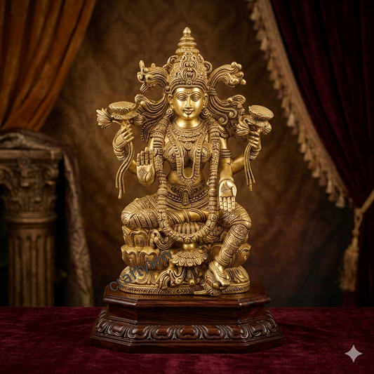 Brass Superfine Handmade Lakshmi Statue. 15"