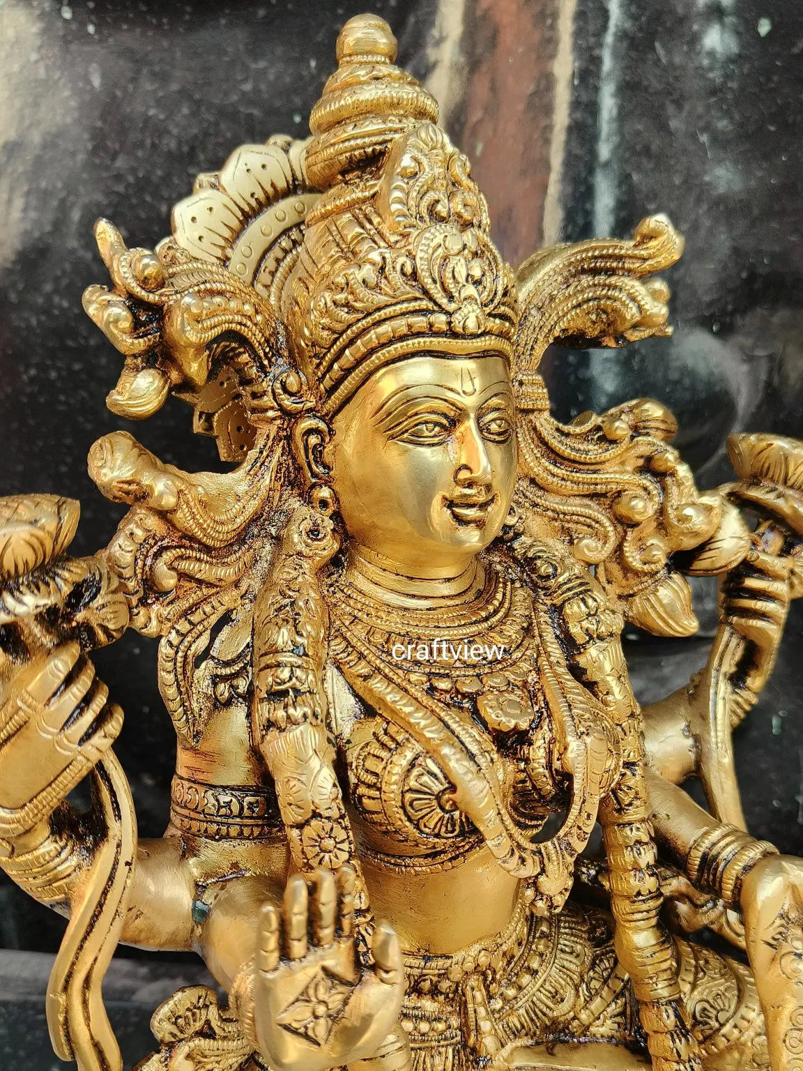 Brass Superfine Lakshmi Statue. 15" Craftsview