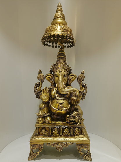 Brass Ganesh Singhashan Home Accents 34"