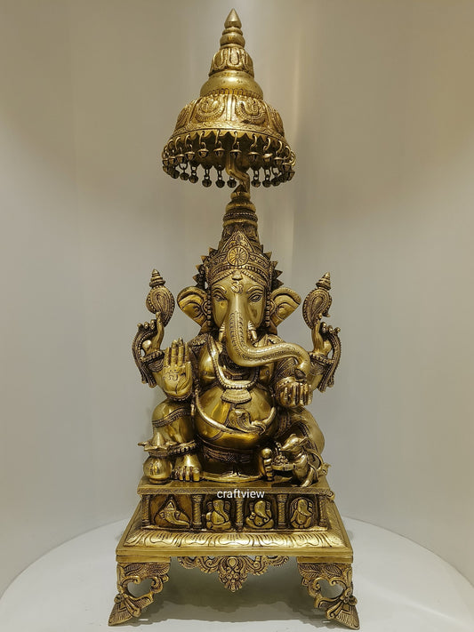 Brass Ganesh Singhashan Home Accents 34"