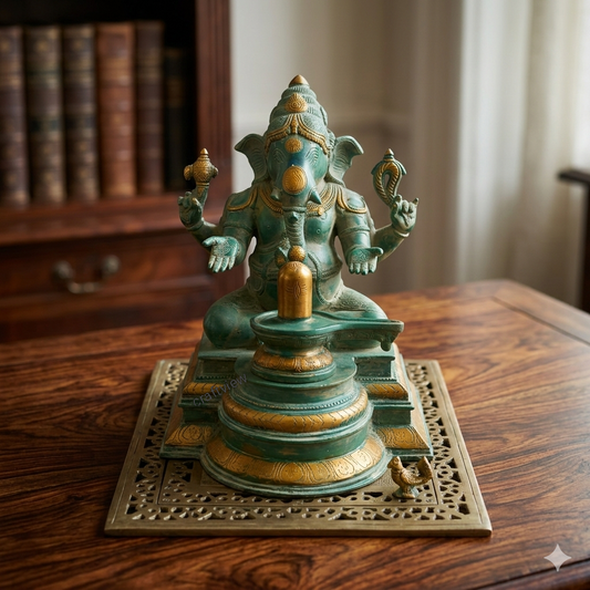 Brass Lingam Lord Ganesh Statue Superfine 14.5"