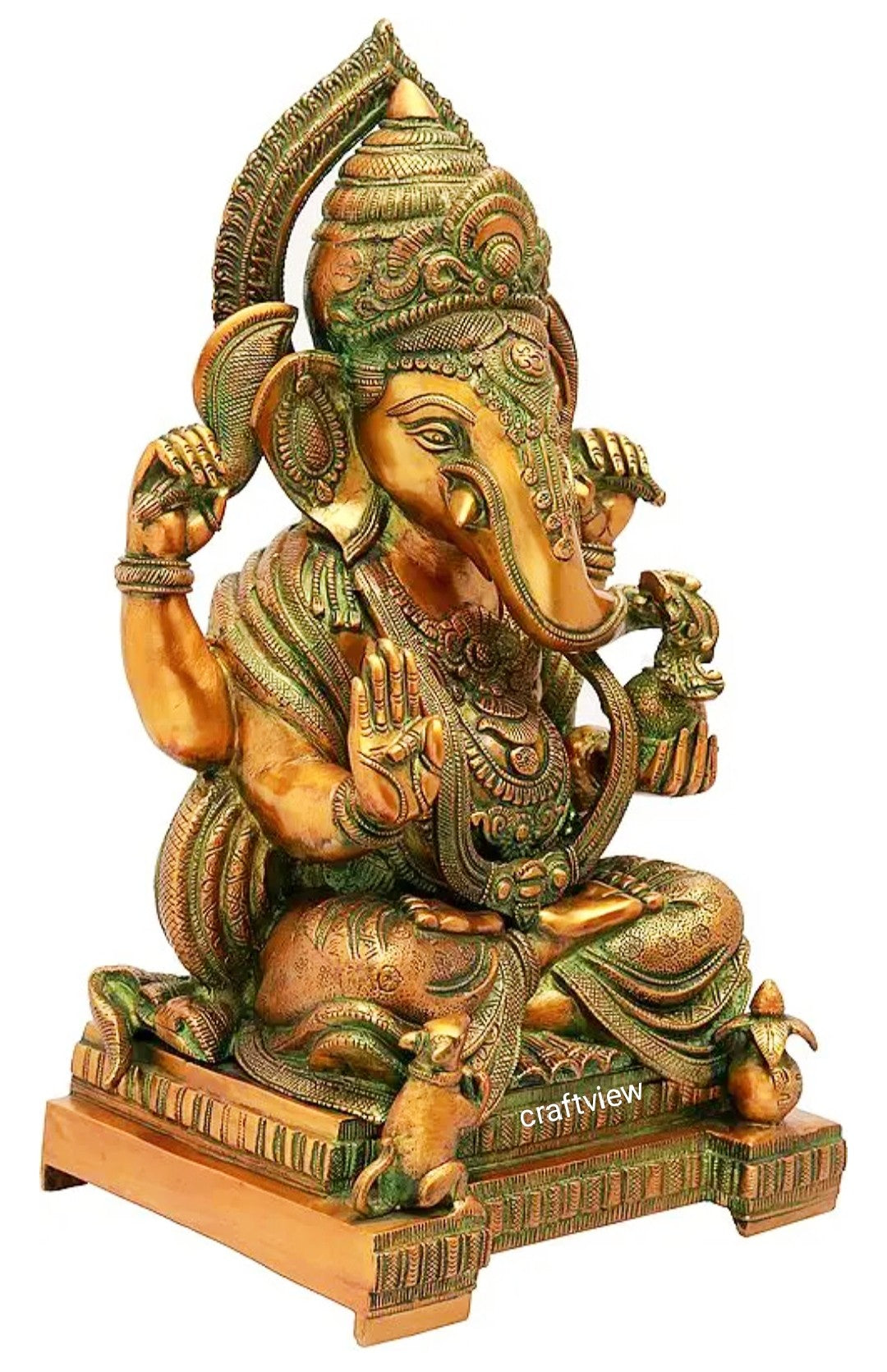 Brass Ganesha Statue Golden Finished