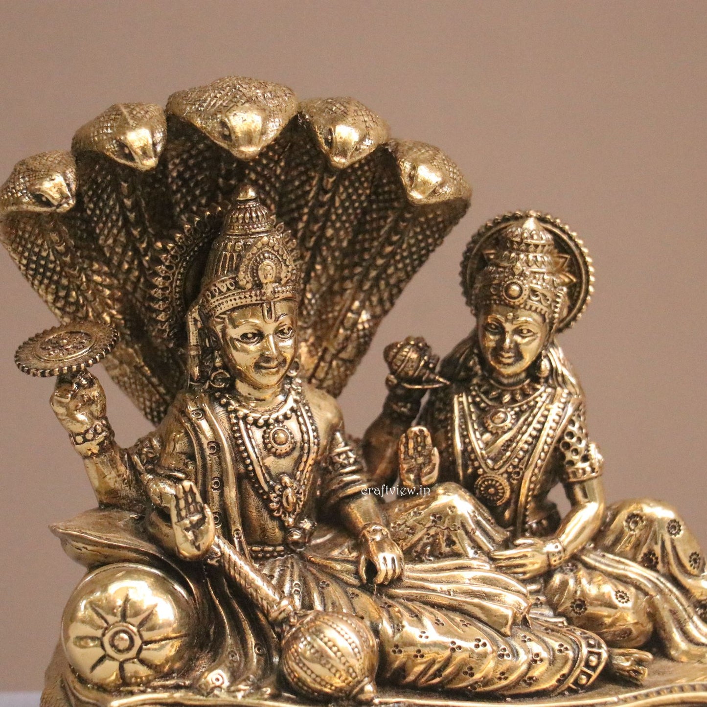 5" Superfine Small Brass Lakshmi Vishnu Idols