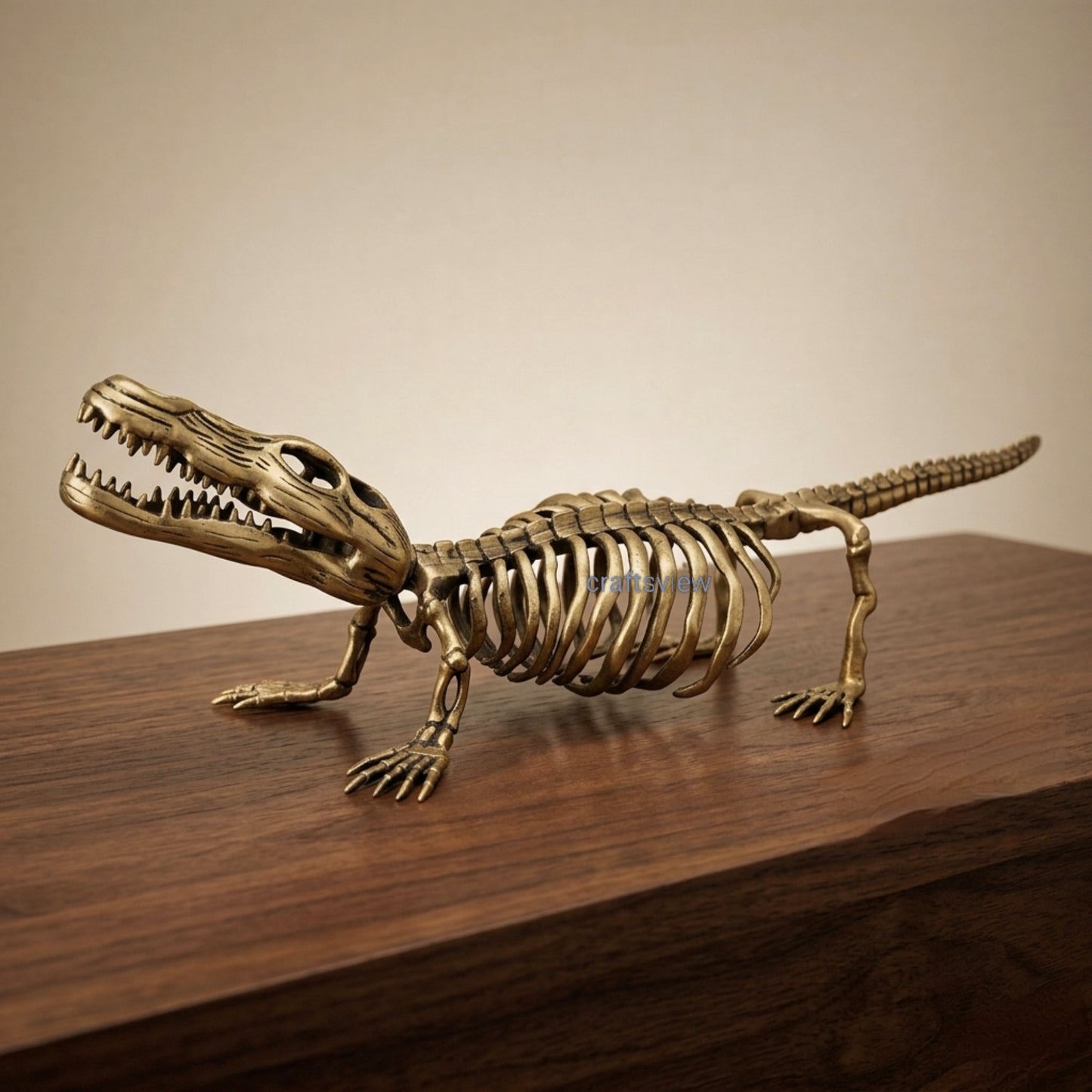 Brass Crocodile Skeletal Sculpture