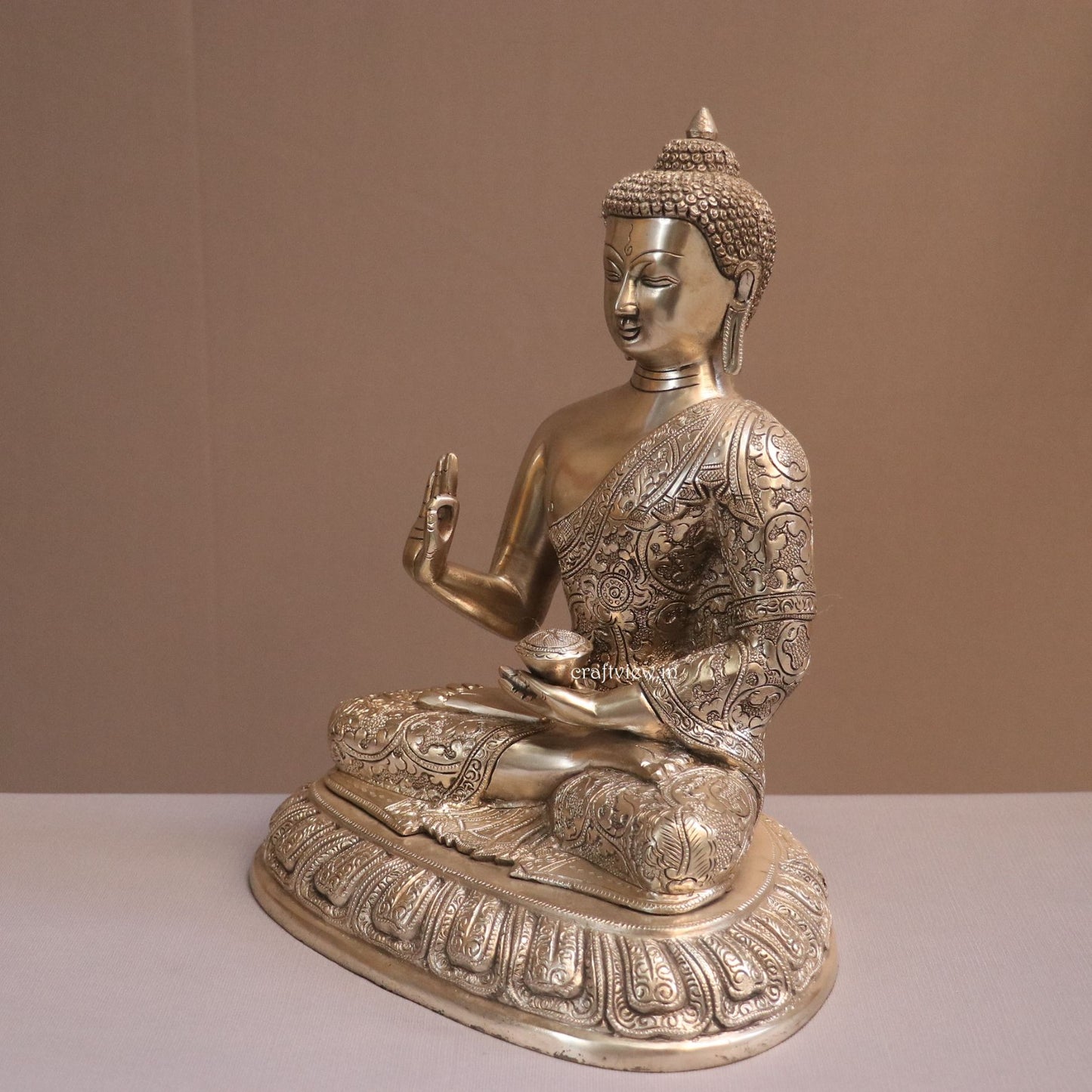 13" Brass Buddha Blessing Statue