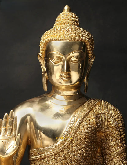 22"Brass Lord Buddha Blessing Statue  Superfine