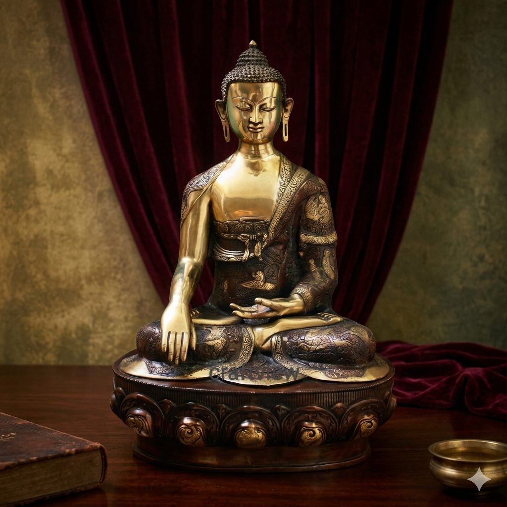 33" Brass Lord Buddha Meditation Statue