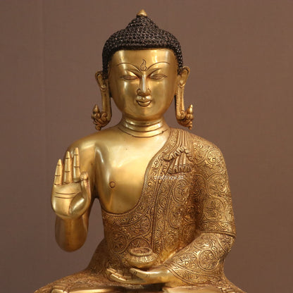 12" Brass Buddha Blessing Statue