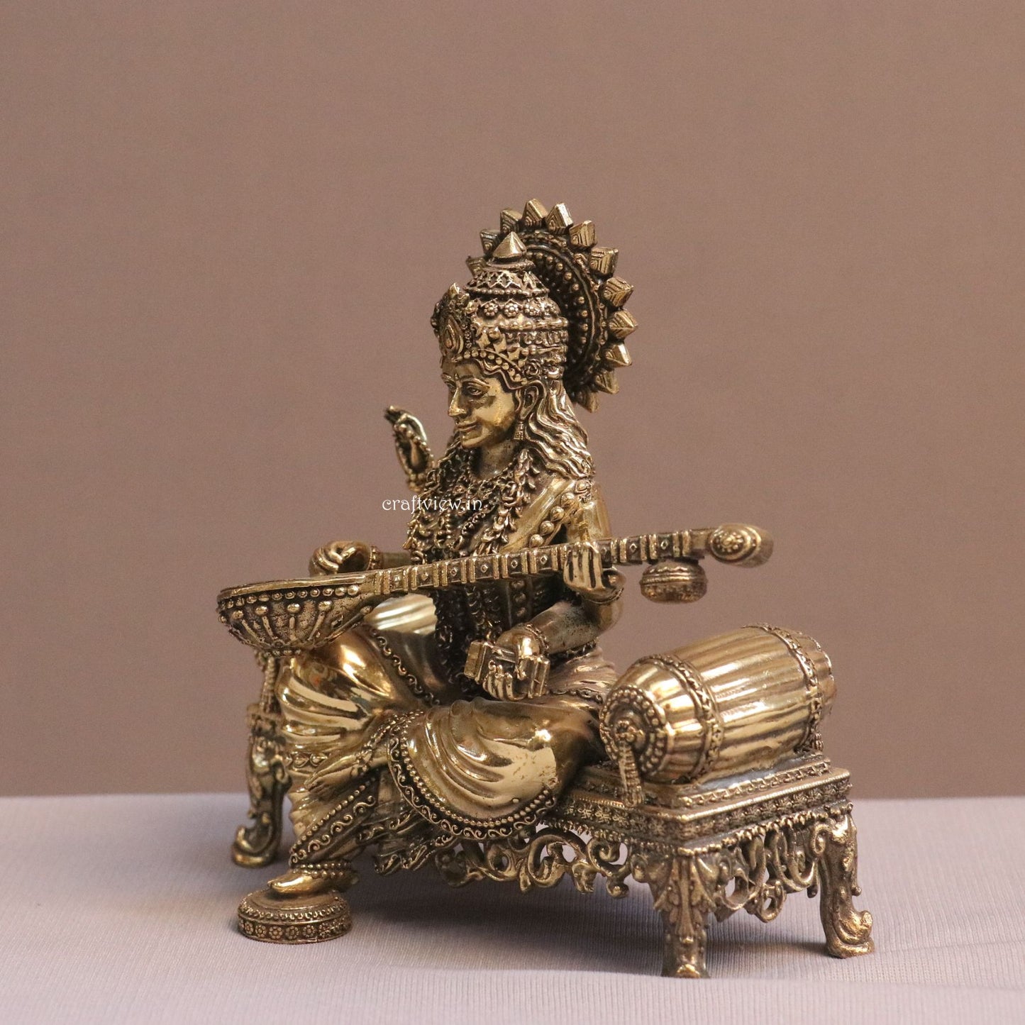 5.5" Goddess Saraswati Idol for Temple Pooja Room Home Décor