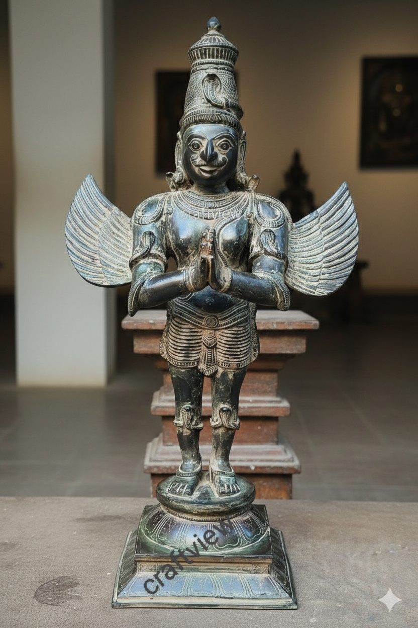 25" Brass Garuda Standing Statue