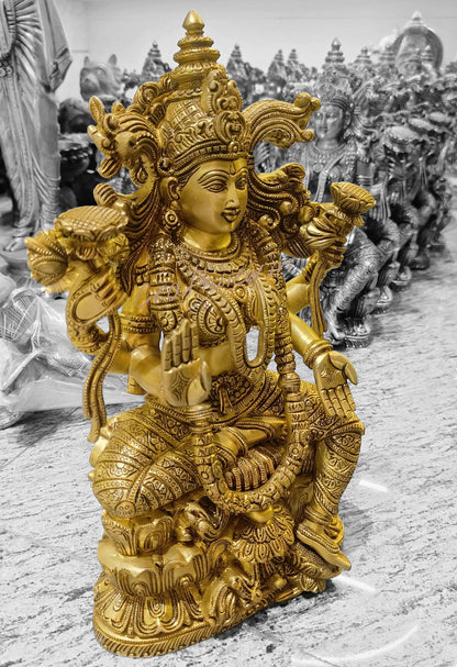 Brass Superfine Handmade Lakshmi Statue. 15"