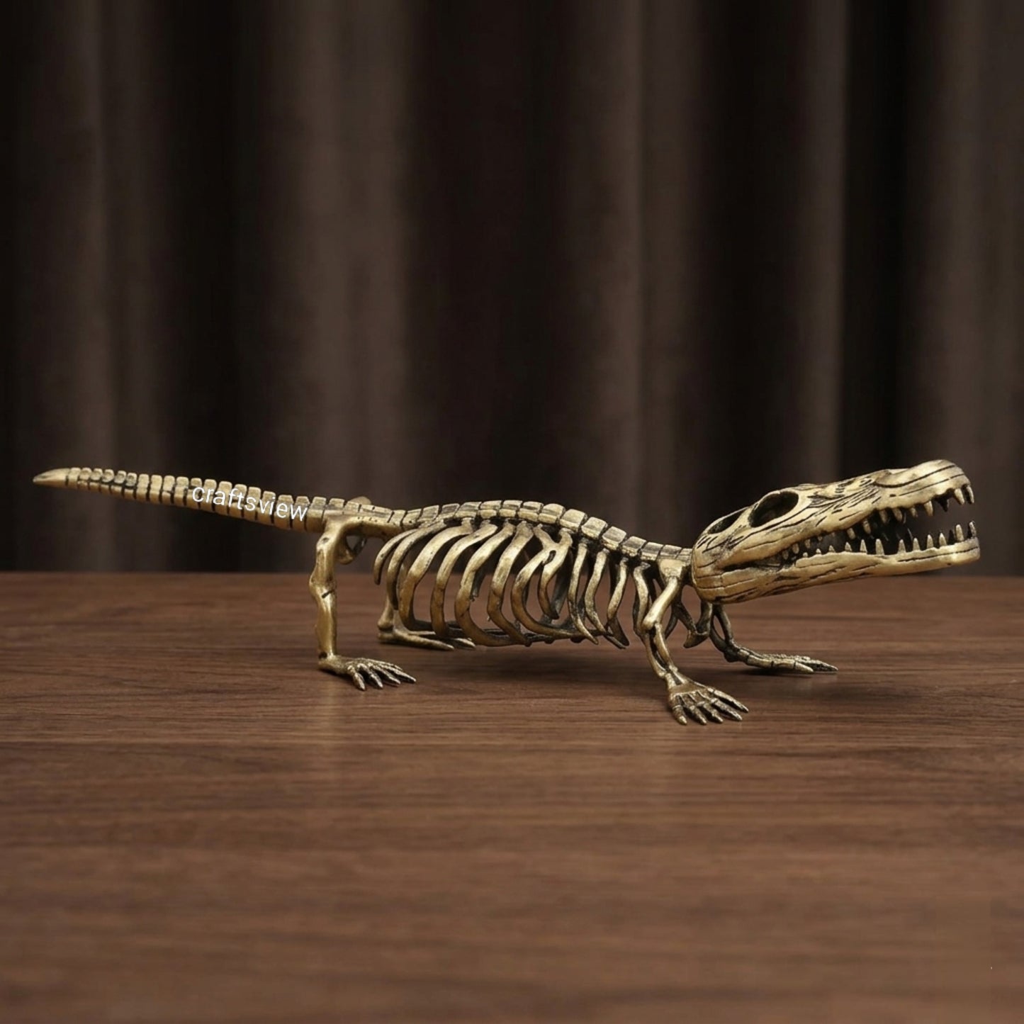 Brass Crocodile Skeletal Sculpture