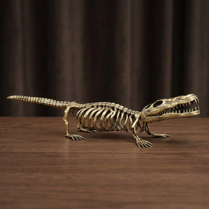 Brass Crocodile Skeletal Sculpture