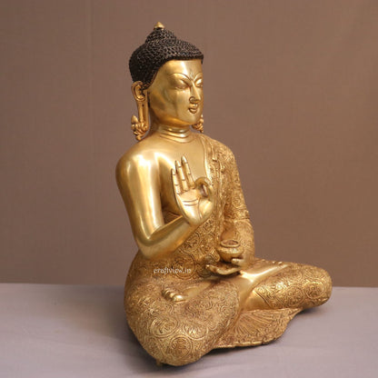 12" Brass Buddha Blessing Statue