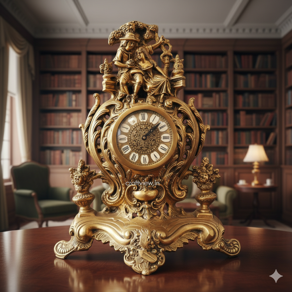 Unique Designer Brass Clock Tabletop Made in India