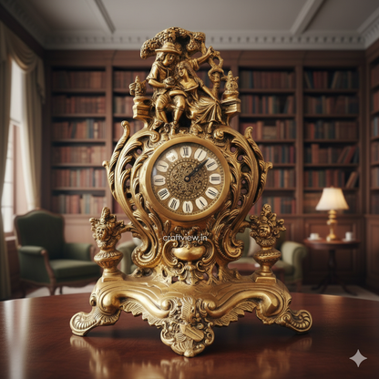 Unique Designer Brass Clock Tabletop Made in India