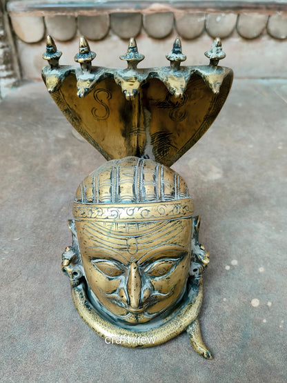 Brass Shiva Mukh lingam With Nagabharanam Table Decor