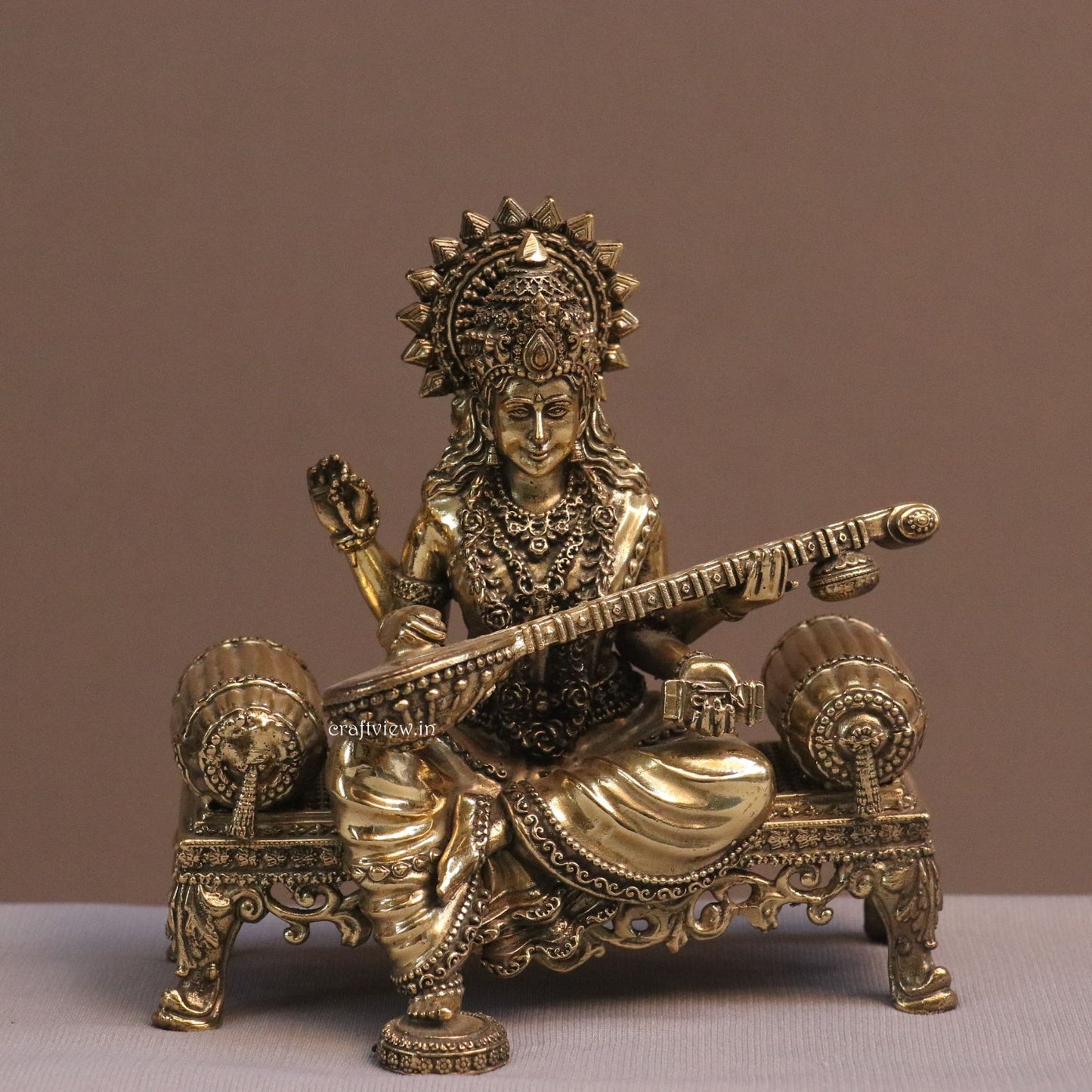 5.5" Goddess Saraswati Idol for Temple Pooja Room Home Décor