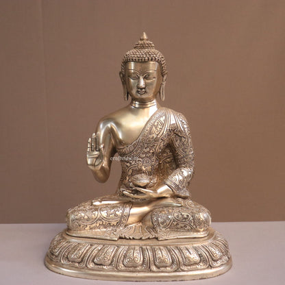 13" Brass Buddha Blessing Statue