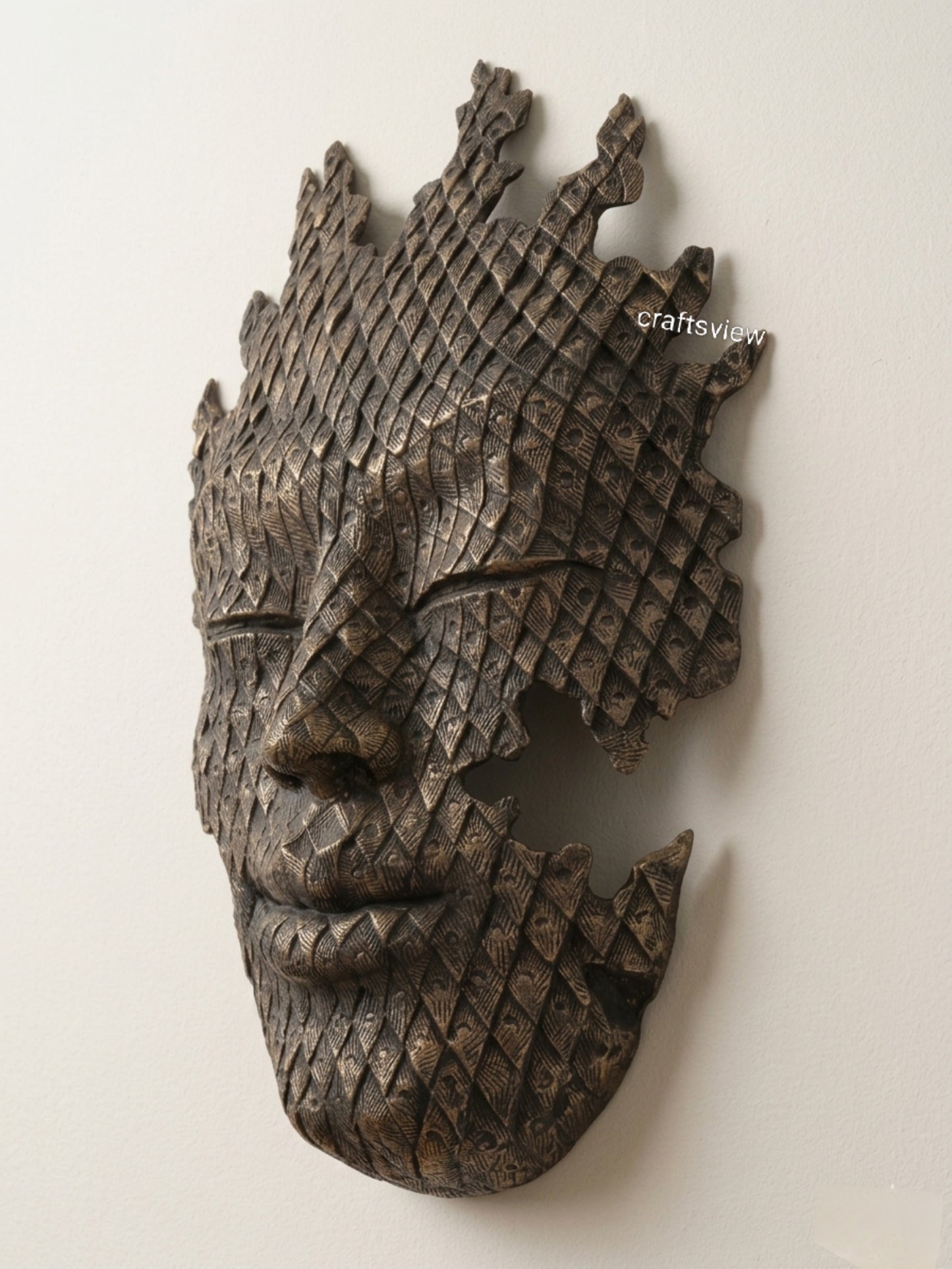 Modern Art Buddha Face Wall Hanging Sculpture 42"
