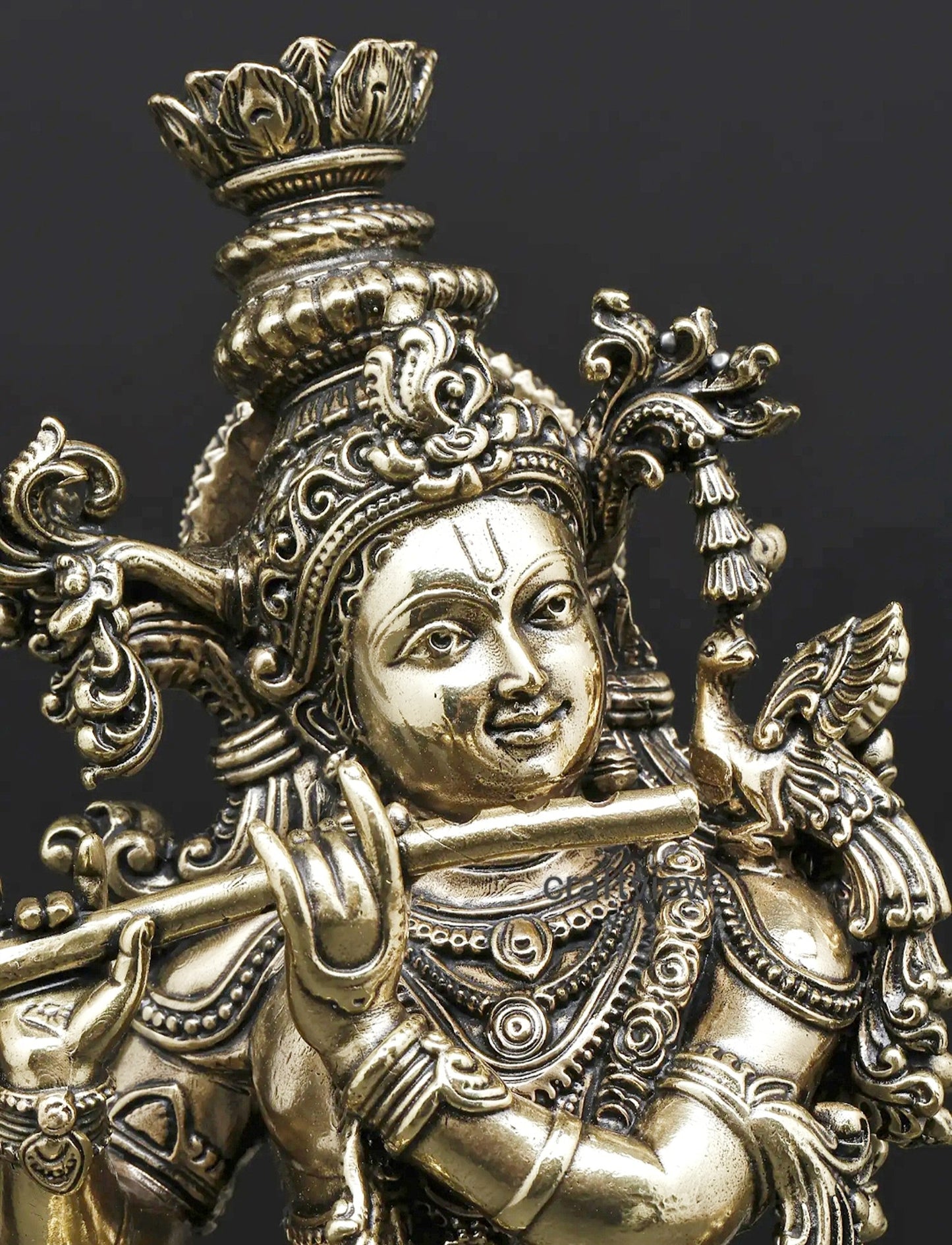 11" Superfine Fluting Lord Krishna | Brass Idols