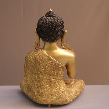 12" Brass Buddha Blessing Statue