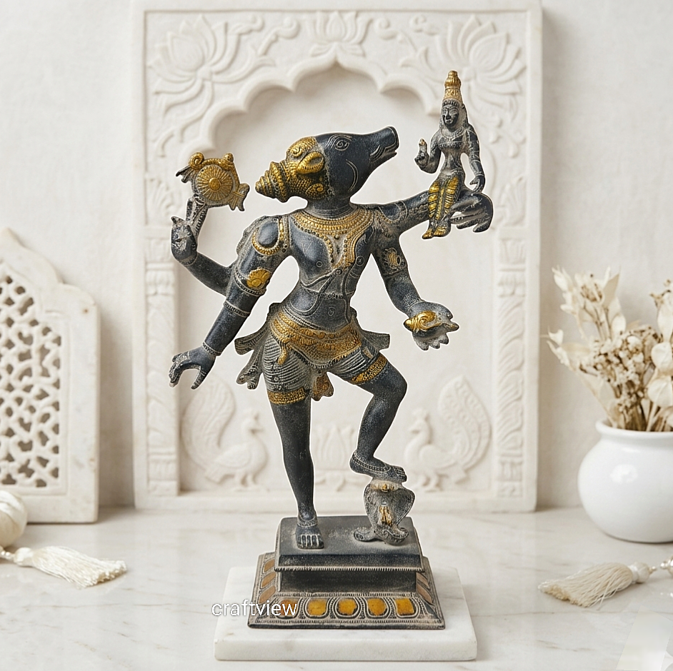 Brass Varaha Lakshmi Idol 17"