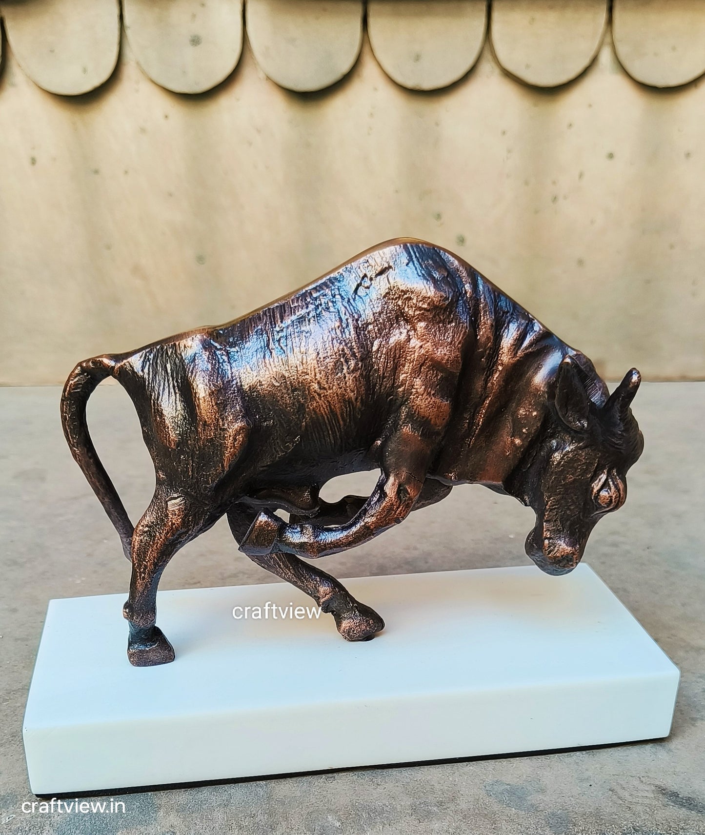 6.5"Metal Fighting Bull Animal Decorative Sculpture