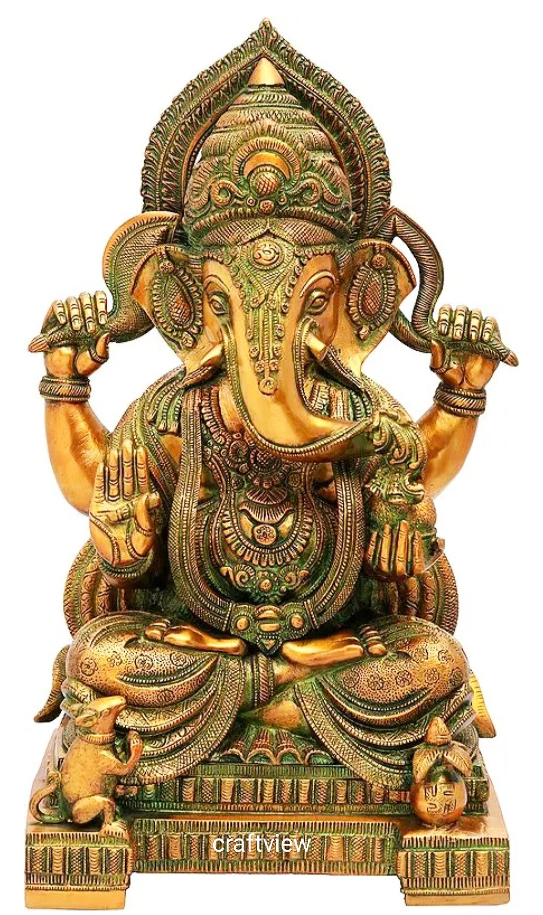 Brass Ganesha Statue Golden Finished