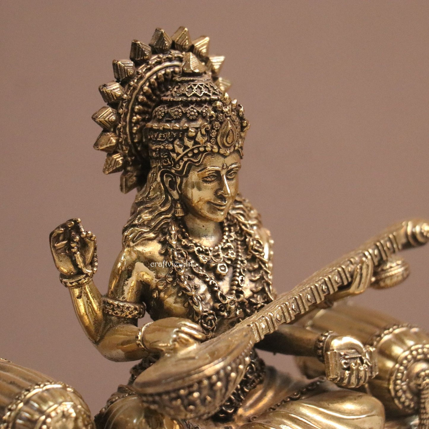 5.5" Goddess Saraswati Idol for Temple Pooja Room Home Décor