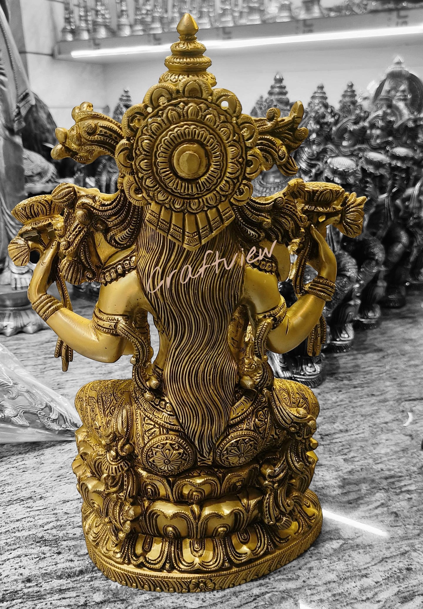 Brass Superfine Handmade Lakshmi Statue. 15"