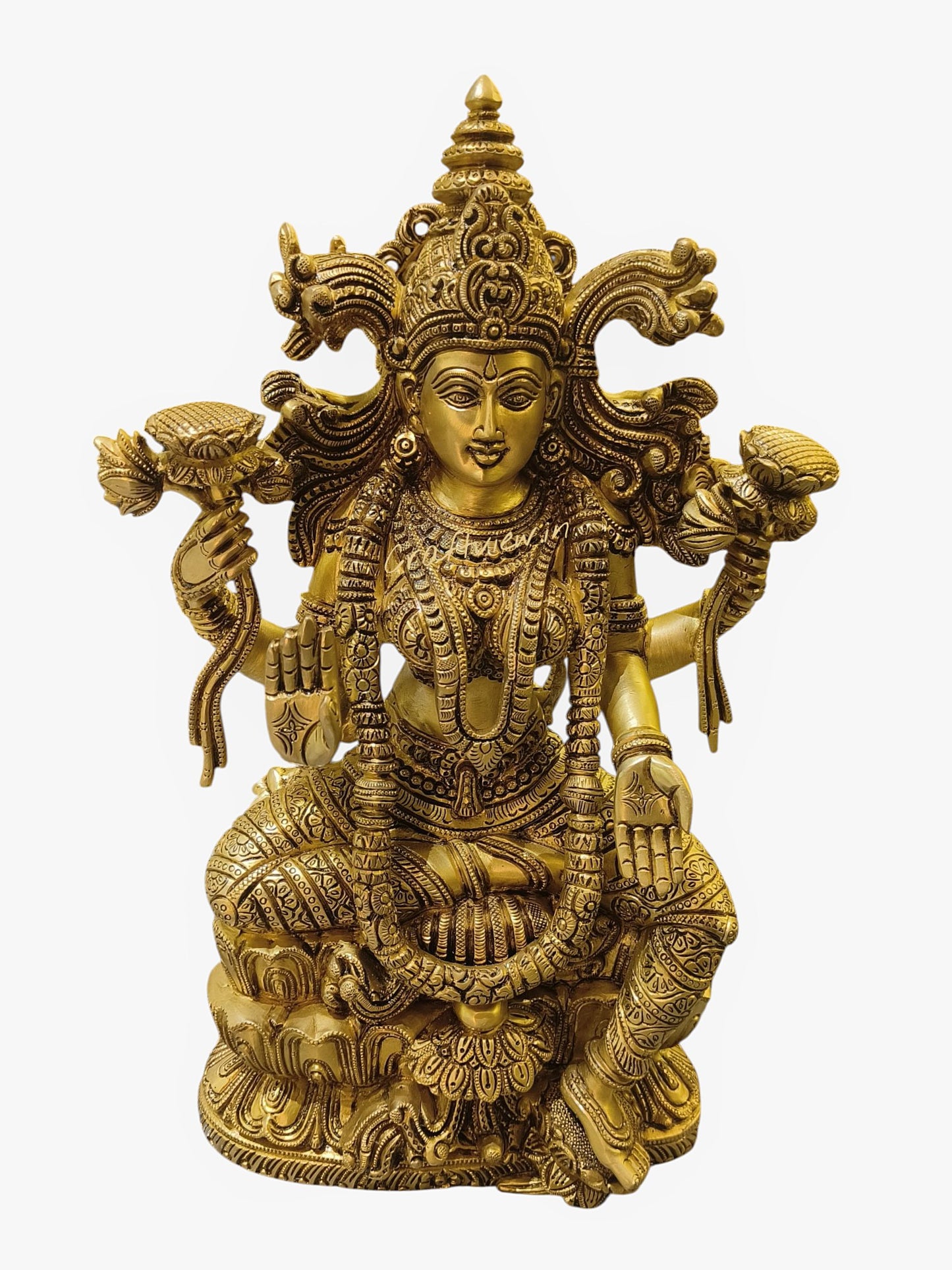 Brass Superfine Handmade Lakshmi Statue. 15"