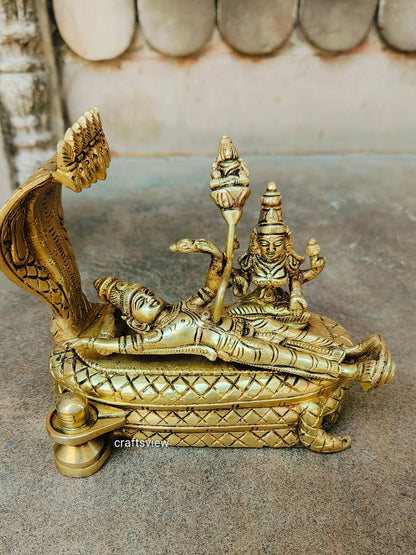 Brass Lord Vishnu Lakshmi Idol