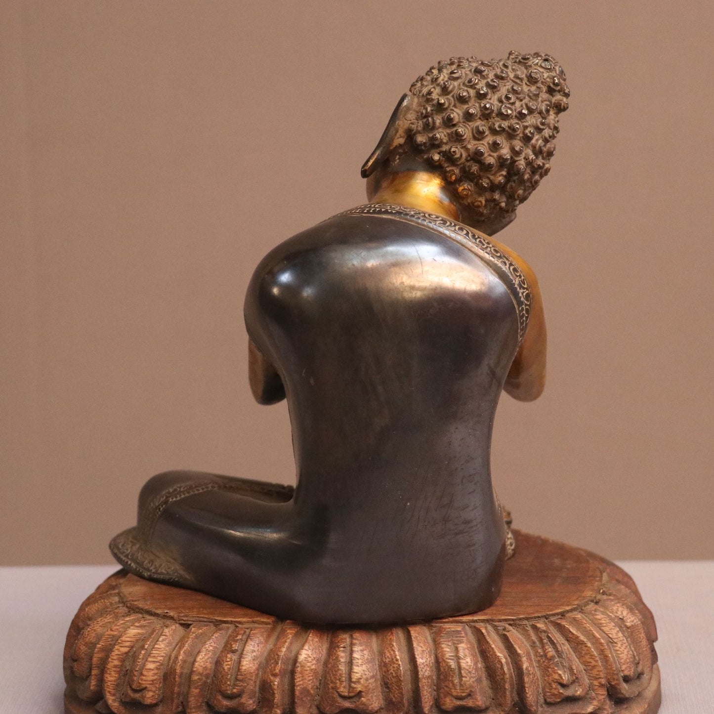 8" Thinking Buddha Brass Statue