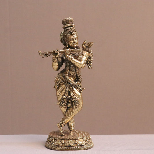 10" Superfine Fluting Lord Krishna | Brass Idols