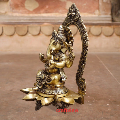 18" Brass Lord Ganesh Statue With Prabhavali