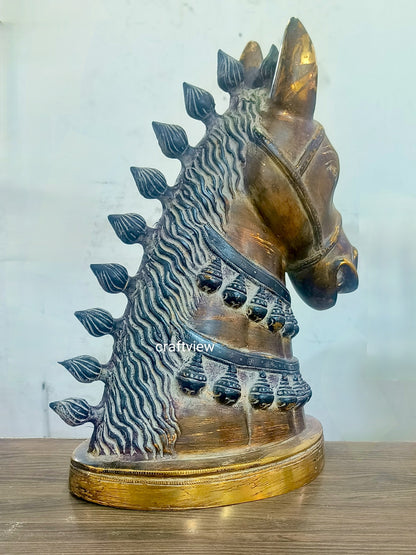 14" Brass Horse Head Figurines | Animal Sculptures